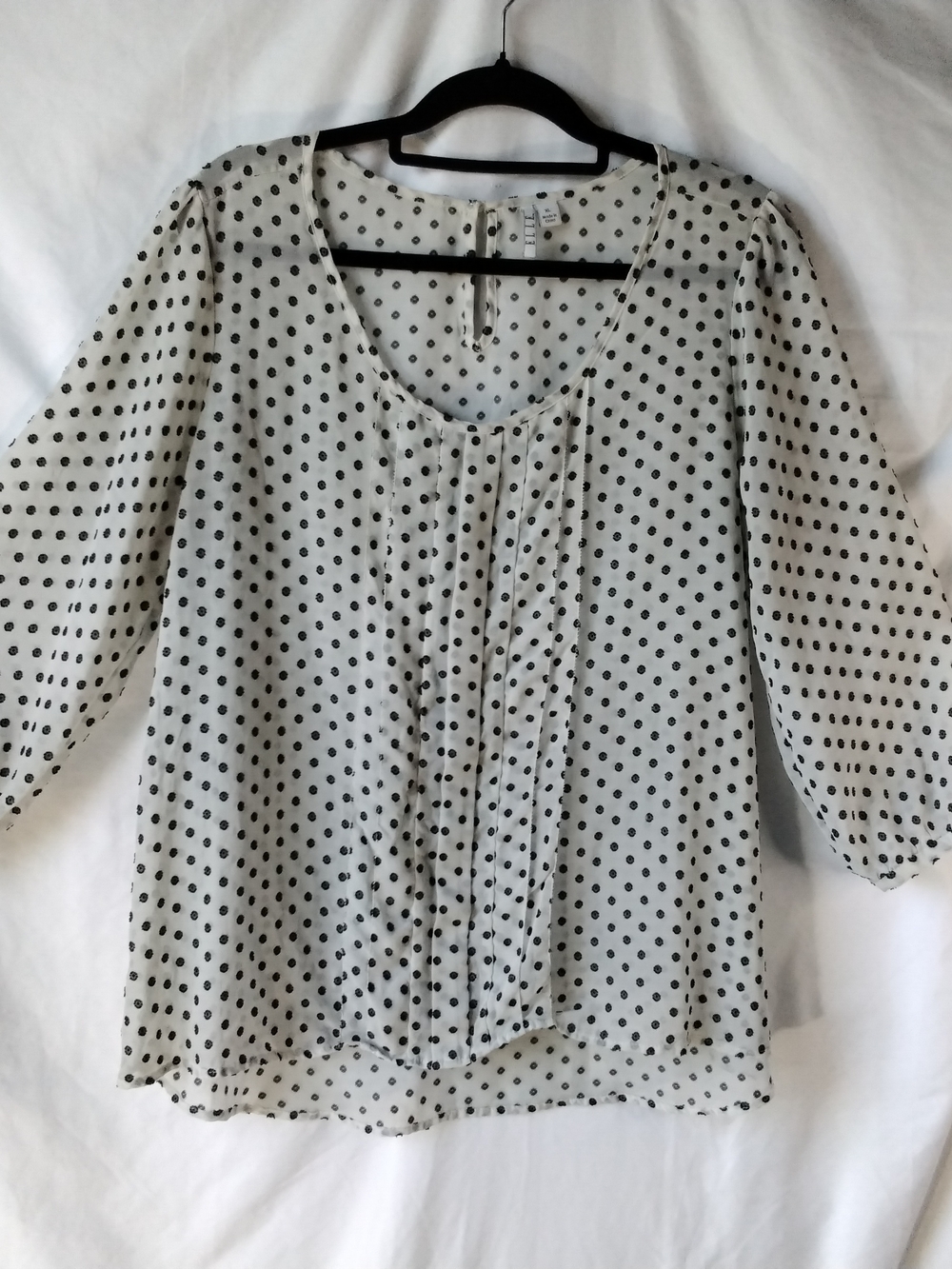 Elle Cream Polka Dot Pleated Blouse